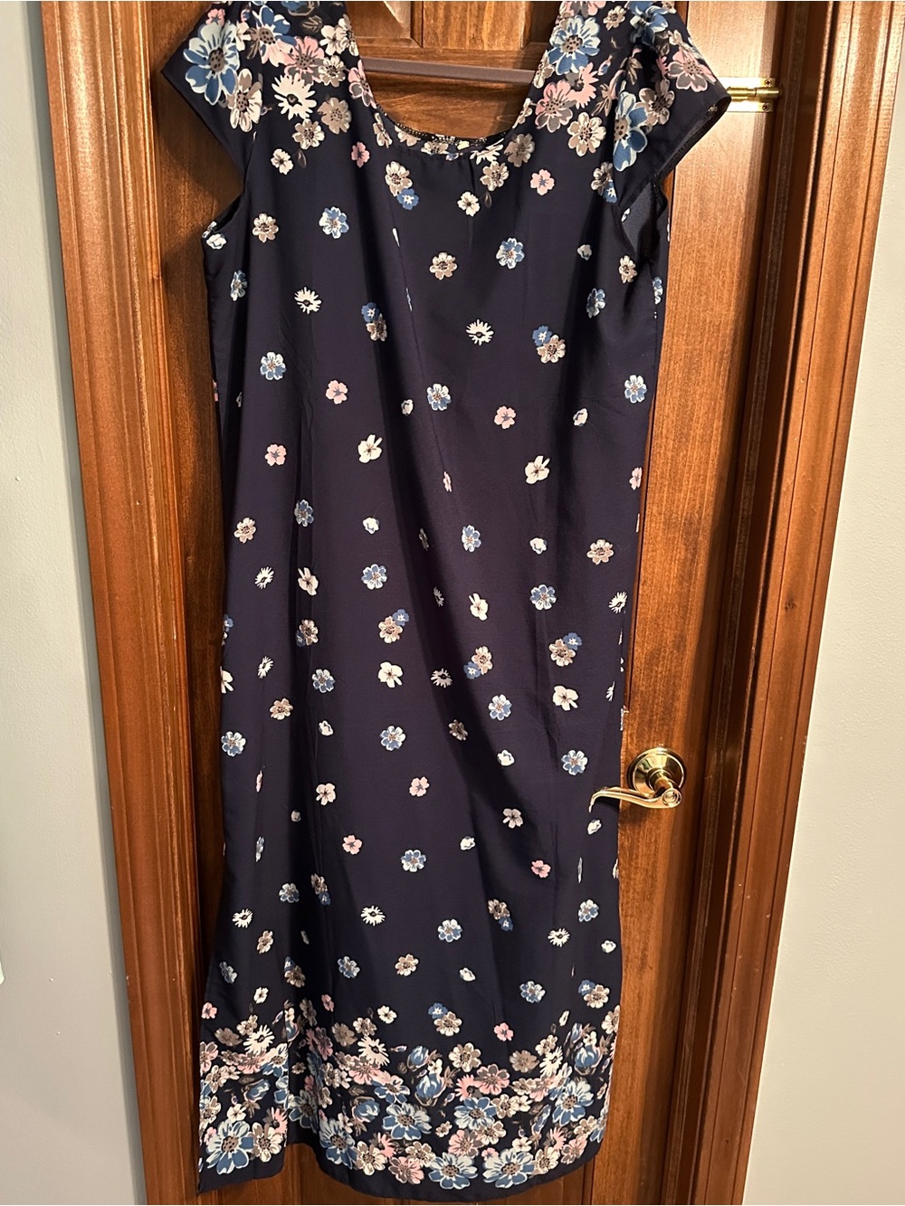 Floral Midi Dress in Navy Blue